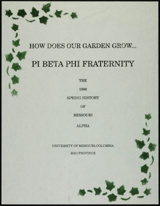 Missouri Alpha Chapter History Binder, Spring 1996, Page 1