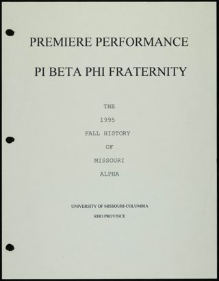Missouri Alpha Chapter History Binder, Fall 1995
