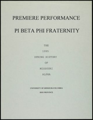 Missouri Alpha Chapter History Binder, Spring 1995, Page 1