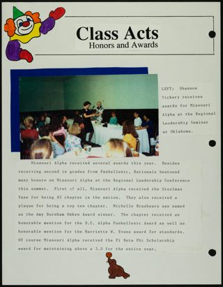 Missouri Alpha Chapter History Binder, Fall 1992, Page 122