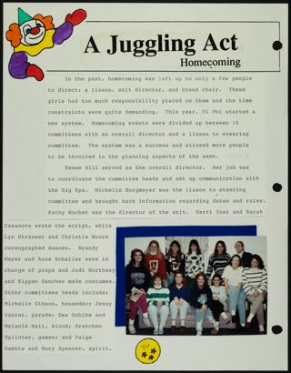Missouri Alpha Chapter History Binder, Fall 1992, Page 86