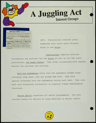 Missouri Alpha Chapter History Binder, Fall 1992, Page 78