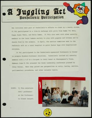 Missouri Alpha Chapter History Binder, Spring 1992, Page 103