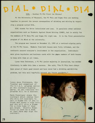 Missouri Alpha Chapter History Binder, 1985-1986, Page 30
