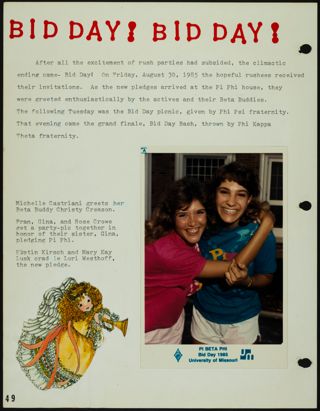Missouri Alpha Chapter History Binder, 1985-1986, Page 48