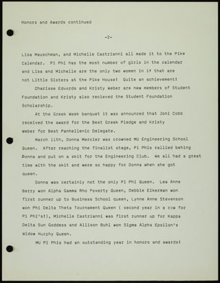 Missouri Alpha Chapter History Binder, 1984-1985, Page 68