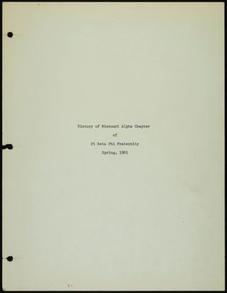 Missouri Alpha Chapter History Binder, 1981