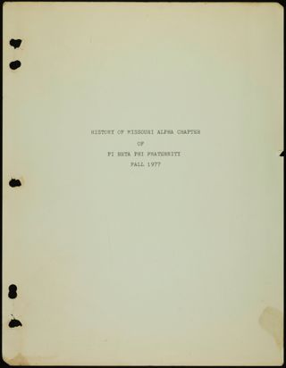Missouri Alpha Chapter History Binder, 1977-1978