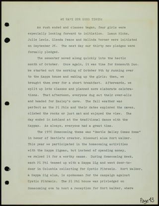 Missouri Alpha Chapter History Binder, 1976-1977, Page 43