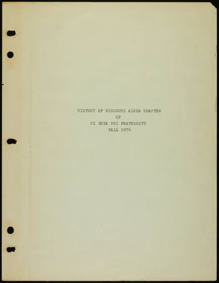 Missouri Alpha Chapter History Binder, 1976-1977