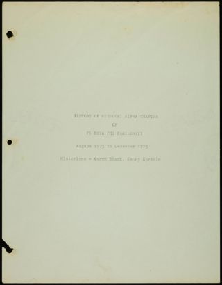 Missouri Alpha Chapter History Binder, 1975-1976