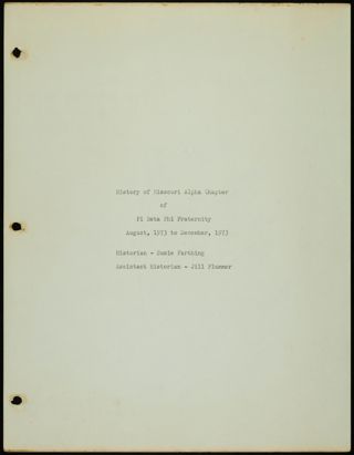 Missouri Alpha Chapter History Binder, 1973-1974