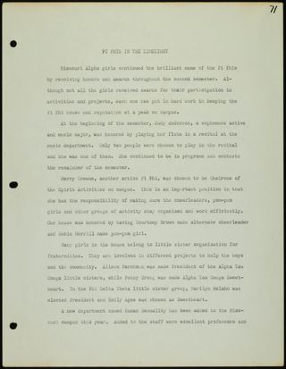 Missouri Alpha Chapter History Binder, 1973-1974, Page 77