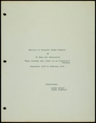 Missouri Alpha Chapter History Binder, 1970-1971