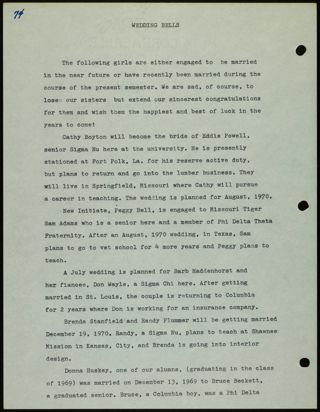 Missouri Alpha Chapter History Binder, 1969-1970, Page 74