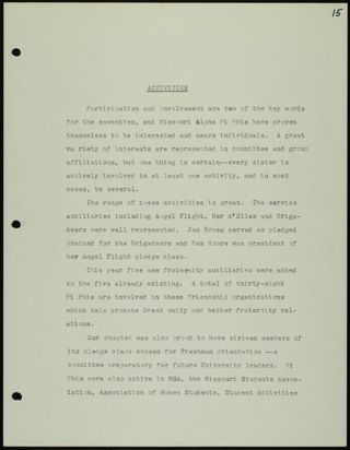 Missouri Alpha Chapter History Binder, 1969-1970, Page 15