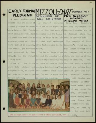 Missouri Alpha Chapter History Binder, 1967-1968, Page 16