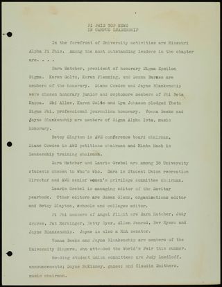 Missouri Alpha Chapter History Binder, 1964-1965, Page 49