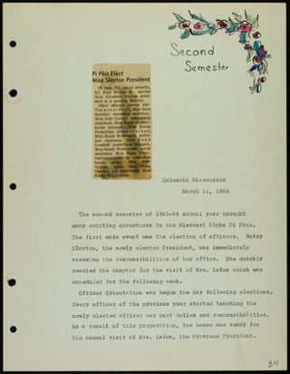 Missouri Alpha Chapter History Binder, 1963-1964, Page 127