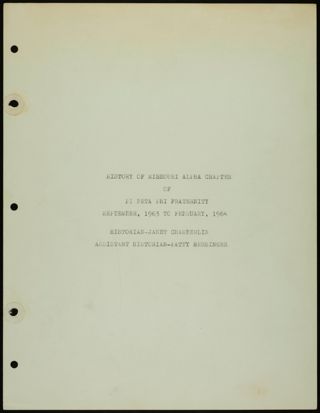 Missouri Alpha Chapter History Binder, 1963-1964, Page 1