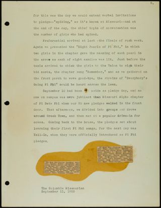 Missouri Alpha Chapter History Binder, 1955-1956, Page 21