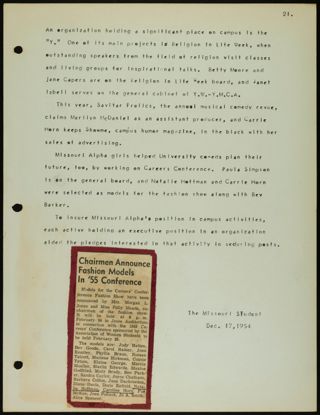 Missouri Alpha Chapter History Binder, 1953-1955, Page 151