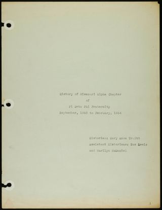 Missouri Alpha Chapter History Binder, 1953-1955, Page 1