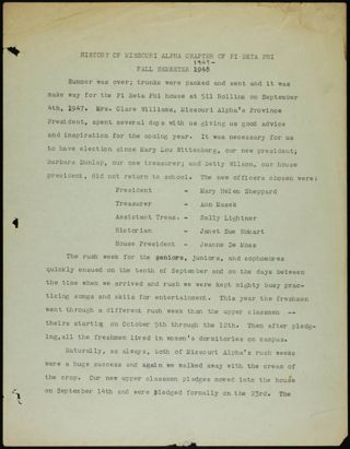 Missouri Alpha Chapter History Binder, 1947-1951, Page 19