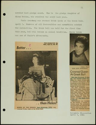 Missouri Alpha Chapter History Binder, 1926-1961, Page 73