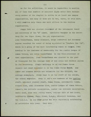 Missouri Alpha Chapter History Binder, 1926-1961, Page 15