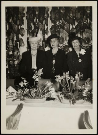 MacDonald, Wilbur, and Moseley at Founders Day Banquet Photograph, March 21, 1950