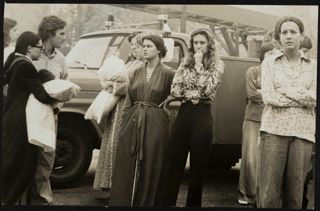 Alpha Psi Chapter Members Watching the Chapter House Fire Photograph, March 30, 1976