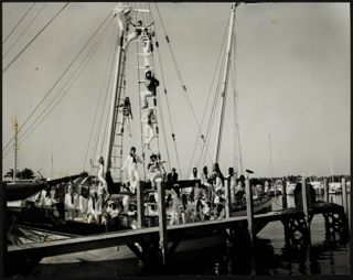Beta Tau Chapter Members on a Ship Photograph, 1970