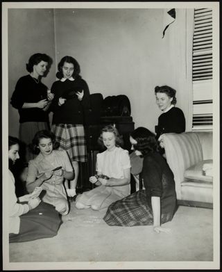 Beta Theta Chapter Executive Council Members Playing Cards Photograph, 1945