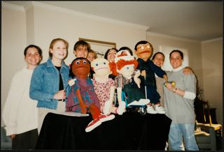 Xi Chapter Members With Puppets Photograph