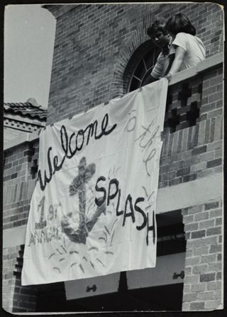 Gamma Zeta Chapter Anchor Splash® Welcome Sign Photograph, September 1978