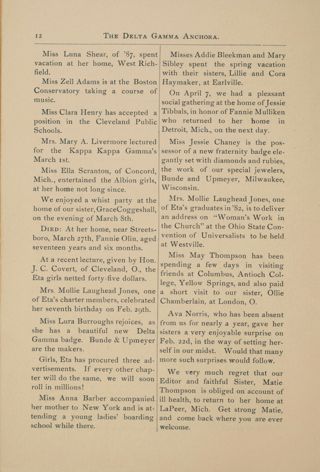 Eta Etchings - Buchtel College, April 1884, Continued