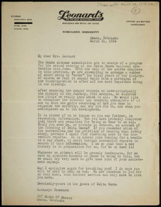 Katharyn Grummann to Mrs. Leonard Letter, March 21, 1934