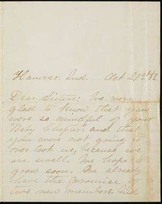 Calla Harrison to Sisters Letter, October 21, 1881