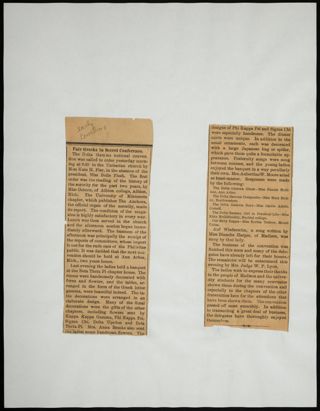 Fair Greeks in Secret Conference Newspaper Clipping, May 1893