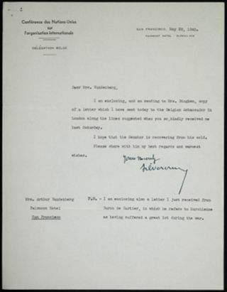 Robert Silvercruys to Mrs. Vandenberg Letter, May 28, 1945