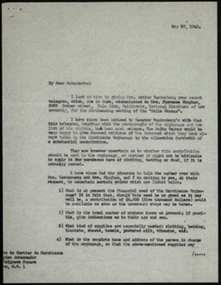 Robert Silvercruys to Baron de Cartier de Marchienne Letter, May 28, 1945