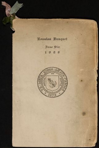 Reunion Banquet Program, June 6, 1908