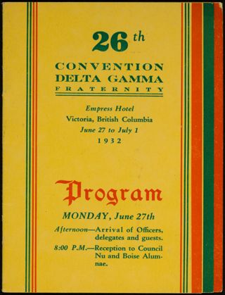 26th Convention of Delta Gamma Fraternity Program, June 27-July 1, 1932