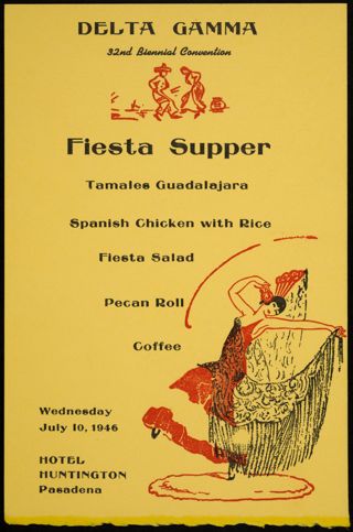 Delta Gamma 32nd Biennial Convention Fiesta Supper Menu, July 10, 1946
