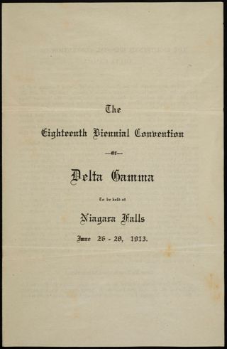 The Eighteenth Biennial Convention of Delta Gamma Brochure, June 26-28, 1913