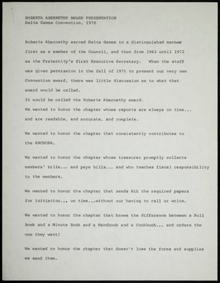Roberta Abernathy Award Presentation, 1978
