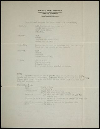 Recreational Program for Delta Gamma 1926 Convention