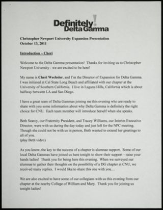 Christopher Newport University Expansion Presentation, October 13, 2011