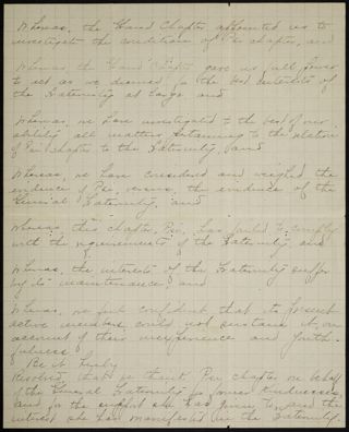 Psi Chapter Closing Resolution, February 16, 1889
